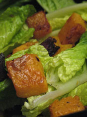 Winter Salad With Roasted Butternut Squash Croutons and Pancetta